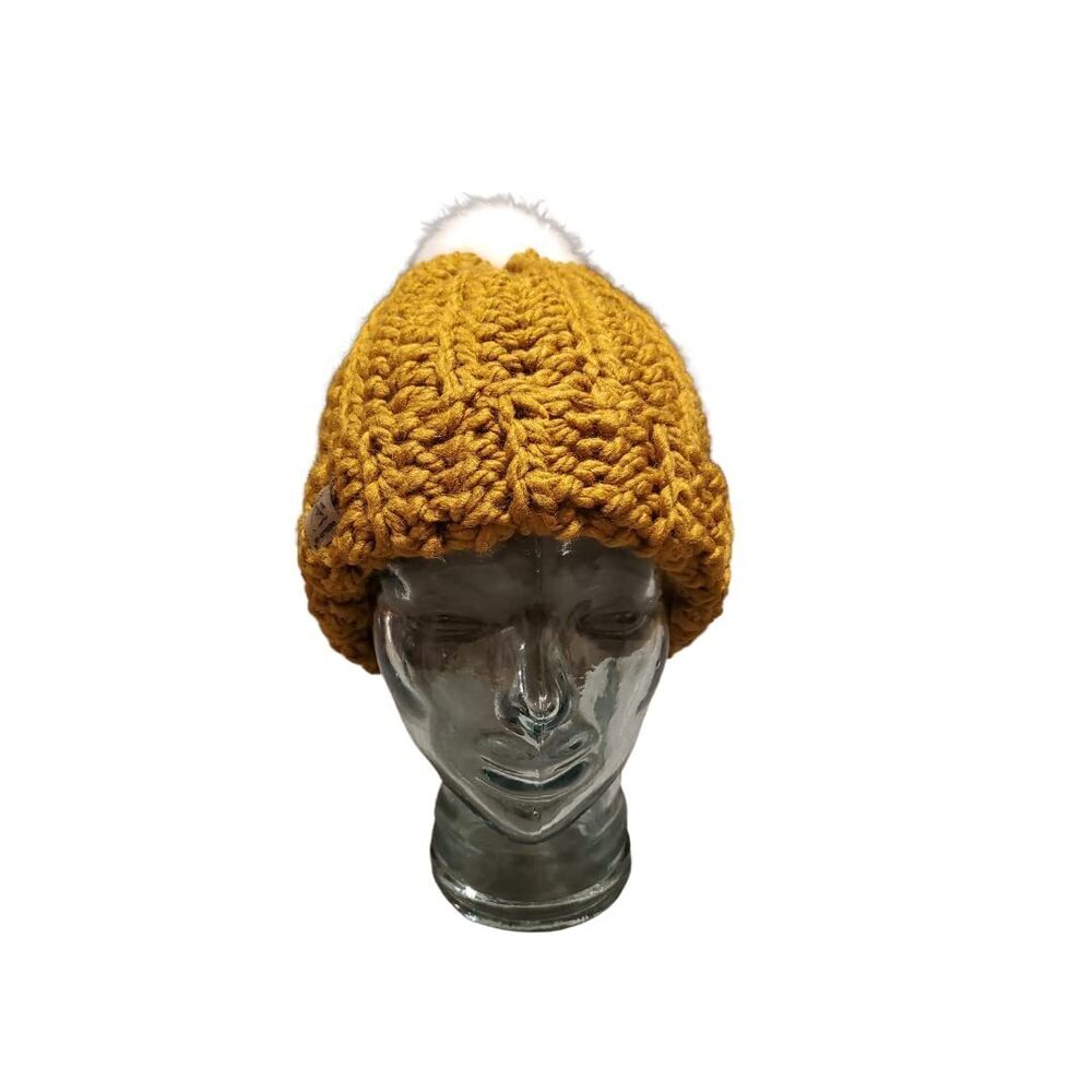 2784 Chunky Crochet Winter Hat Large, Dark Tan